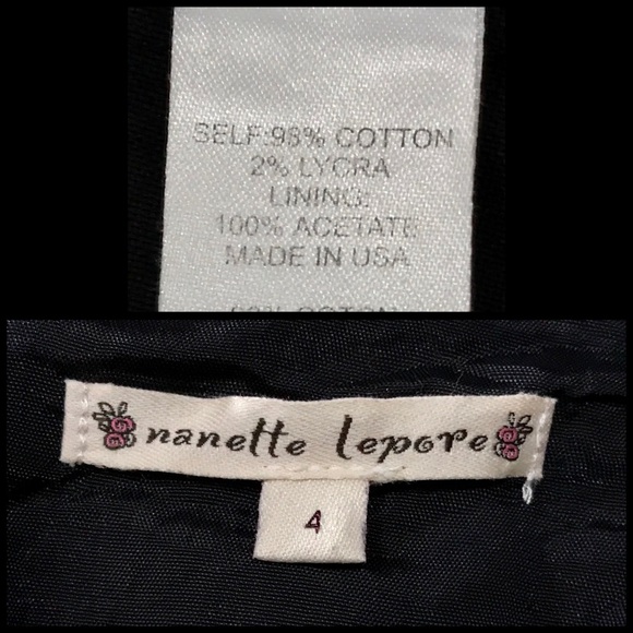 ▪️NANETTE LEPORE▪️Embroidered Cotton Blend Black & White A-Line Skirt - Picture 5 of 6